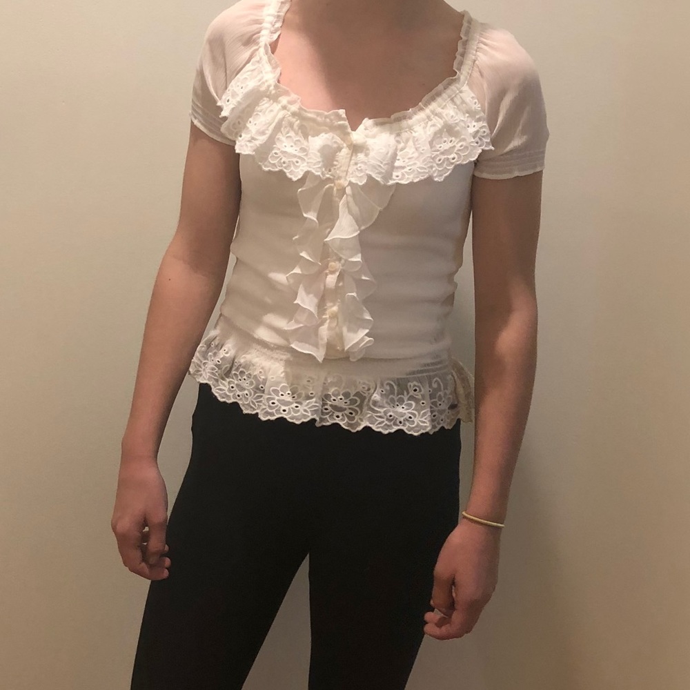 Abercrombie Kids - white sheer blouse